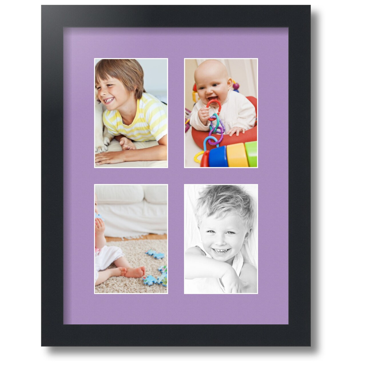 ArtToFrames Collage Photo Picture Frame with 4 - 4x6 inch Openings, Framed in Black with Over 62 Mat Color Options and Regular Glass (CSM-3926-2)